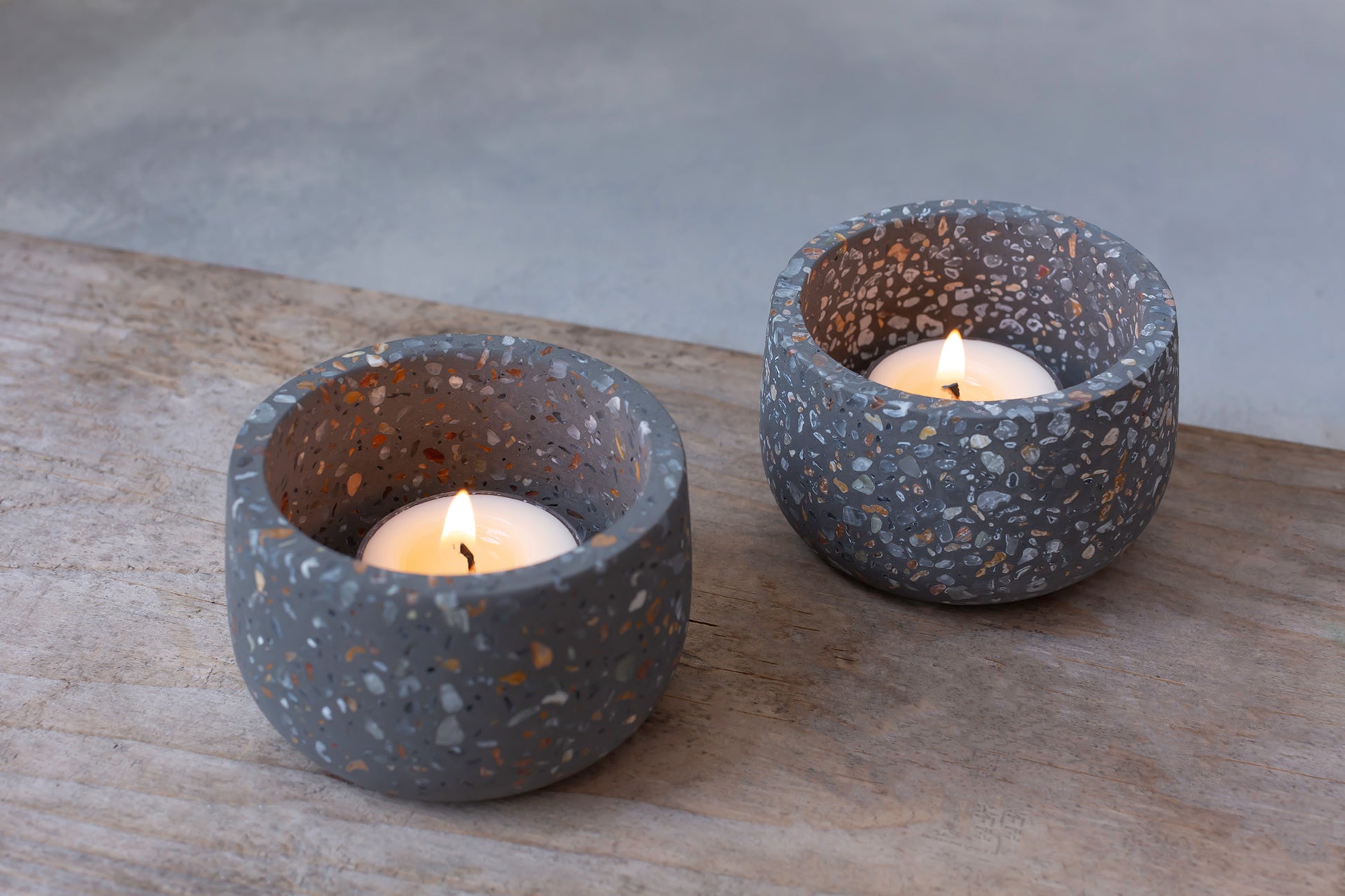 Tealight Candle Holder (Terrazzo) Black / 1 Pack