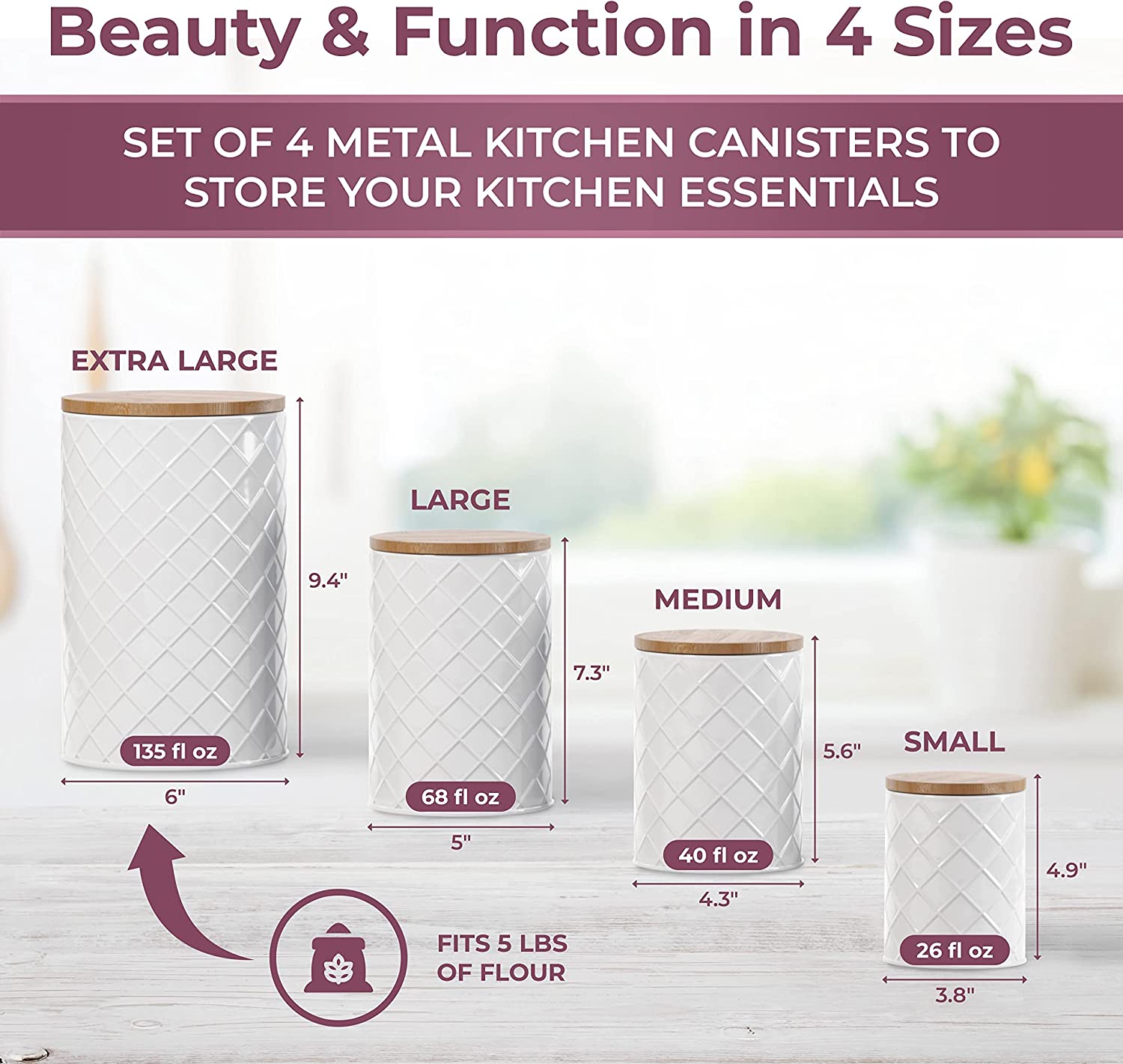 Metal Kitchen Canister Set - Set Of 4 Stylish Canisters – Pebble & Stem